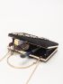 Rhinestone Decor Chain Box Bag