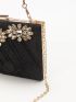 Rhinestone Decor Chain Box Bag