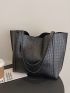 Crocodile Embossed Shoulder Tote Bag With Inner Pouch