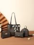 4pcs Twilly Scarf Decor Geo Graphic Tote Bag Set