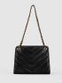 Quilted Pattern Chain Shoulder Tote Bag