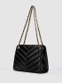 Quilted Pattern Chain Shoulder Tote Bag