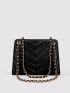 Quilted Pattern Chain Shoulder Tote Bag
