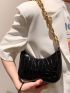 Crocodile Embossed Chain Baguette Bag