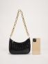 Crocodile Embossed Chain Baguette Bag