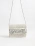 Rhinestone Decor Chain Square Bag