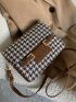 Houndstooth Graphic Buckle Decor Square Bag