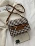 Houndstooth Graphic Buckle Decor Square Bag