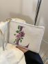 Letter & Floral Graphic Square Bag