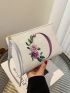 Letter & Floral Graphic Square Bag