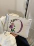 Letter & Floral Graphic Square Bag
