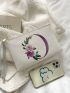 Letter & Floral Graphic Square Bag