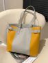 Colorblock Buckle Decor Tote Bag
