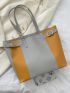 Colorblock Buckle Decor Tote Bag