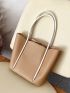 Contrast Binding Shoulder Tote Bag