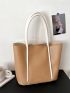 Contrast Binding Shoulder Tote Bag