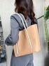 Contrast Binding Shoulder Tote Bag