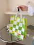 Clear Checkered Graphic Tote Bag