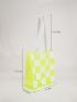 Clear Checkered Graphic Tote Bag
