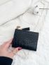 Tassel Decor Croc Embossed Flap Small Wallet