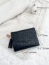 Tassel Decor Croc Embossed Flap Small Wallet