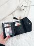 Tassel Decor Croc Embossed Flap Small Wallet