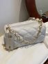 Mini Letter Patch Quilted Pattern Bucket Bag