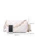 Mini Letter Patch Quilted Pattern Bucket Bag