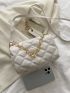 Mini Letter Patch Quilted Pattern Bucket Bag