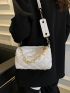 Mini Letter Patch Quilted Pattern Bucket Bag