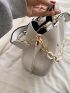 Mini Letter Graphic Chain Handle Bucket Bag