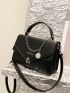 Letter Graphic Chain Decor Square Bag
