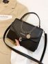 Letter Graphic Chain Decor Square Bag