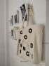 Letter Graphic Canvas Shopper Bag