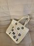Letter Graphic Canvas Shopper Bag
