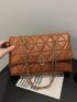 Quilted  Metal Lock Flap Chain Square Bag