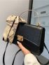 Crocodile Embossed Twilly Scarf Decor Flap Square Bag