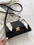 Crocodile Embossed Twilly Scarf Decor Flap Square Bag