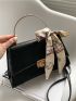 Crocodile Embossed Twilly Scarf Decor Flap Square Bag