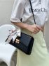 Crocodile Embossed Twilly Scarf Decor Flap Square Bag