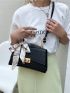 Crocodile Embossed Twilly Scarf Decor Flap Square Bag