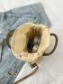 Two Tone Straw Bucket Bag