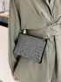 Rhinestone Decor Square Bag