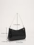 Crocodile Embossed Faux Pearl Decor Baguette Bag