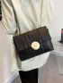 Quilted Pattern Metal Lock Design Shoulder Tote Bag
