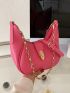 Metal Detail Chain Baguette Bag