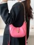 Metal Detail Chain Baguette Bag