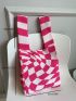 Colorblock Geometric Graphic Crochet Bag