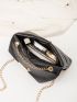 Quilted Metal Decor Flap Square Bag