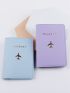 2pcs Letter & Plane Graphic Passport Case